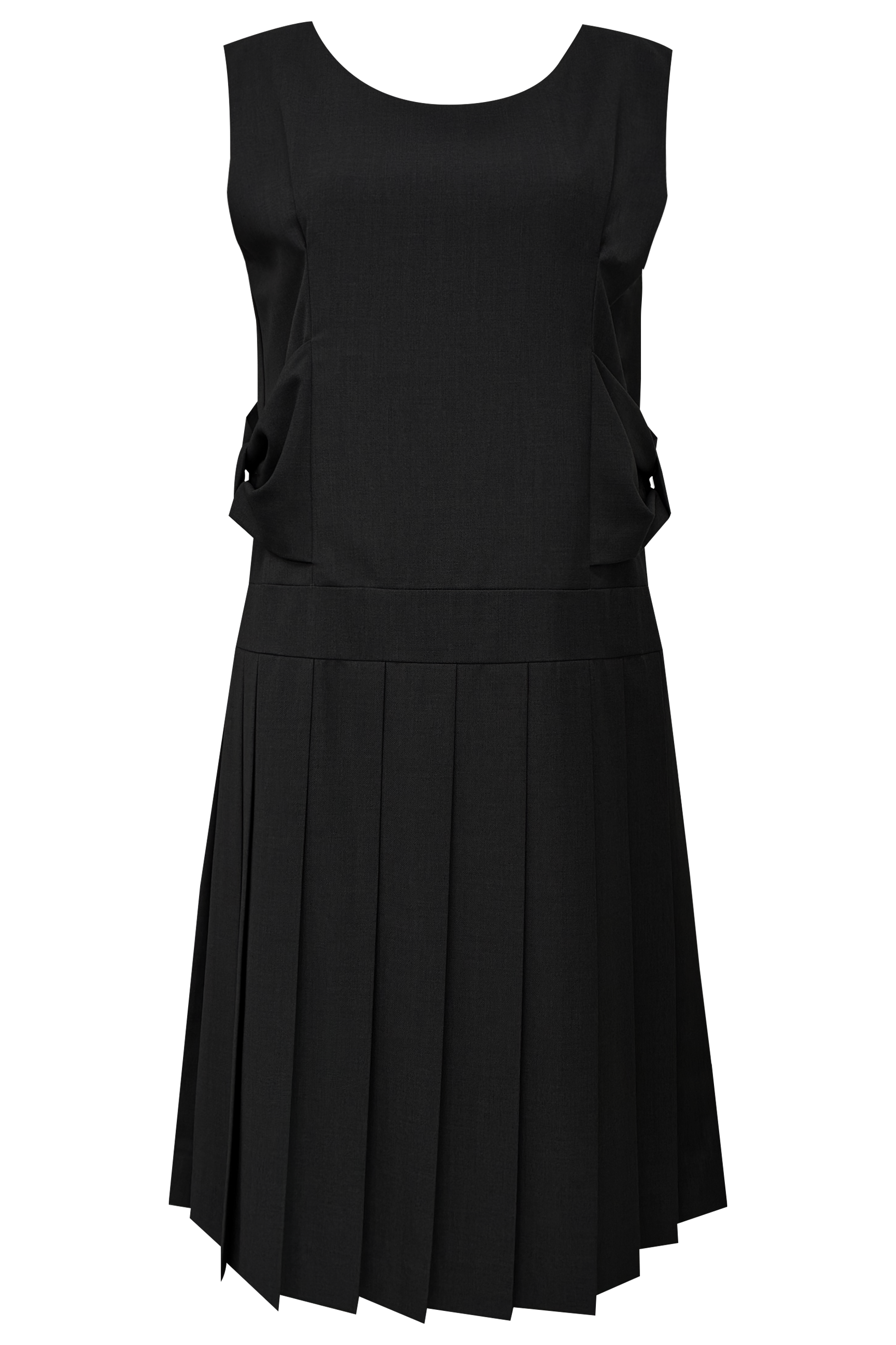 chemehc-fw-25-bow-sleeveless-pleated-dress-black-black-s