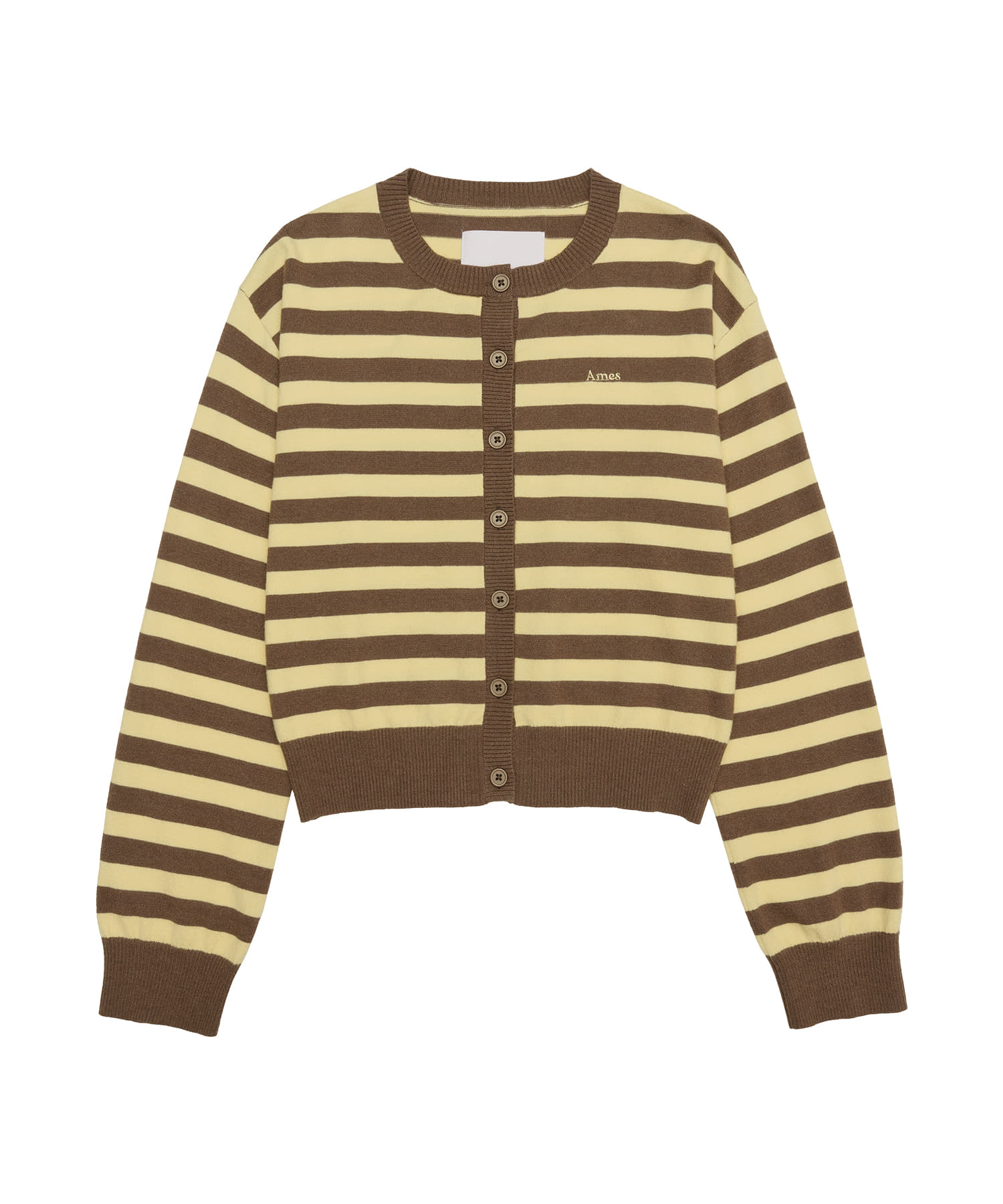 ames-worldwide-fw-25-stripe-round-neck-cardigan-yellow-yellow-s
