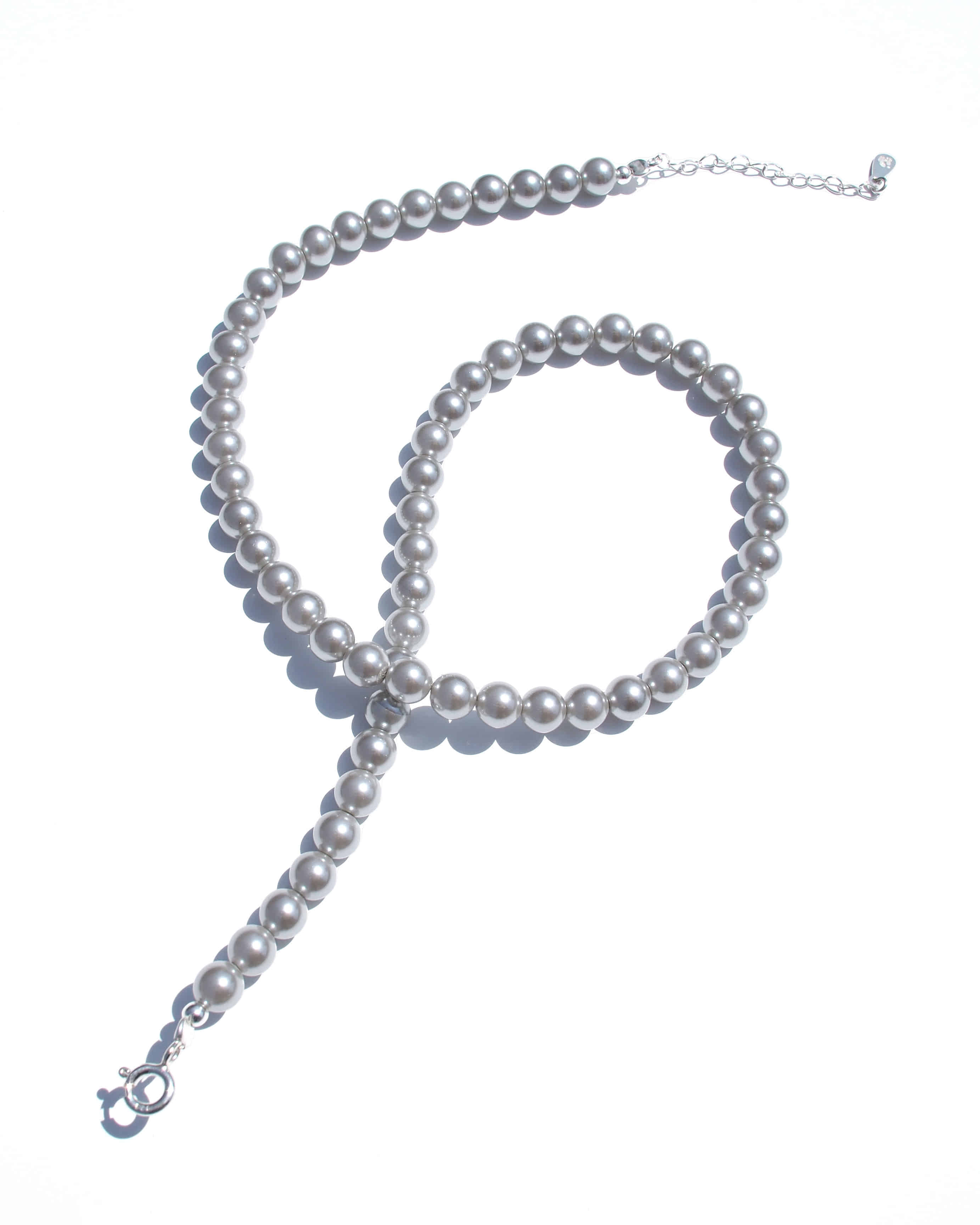 [INODORE] Glass pearl necklace _ Silver grey – SellerWork