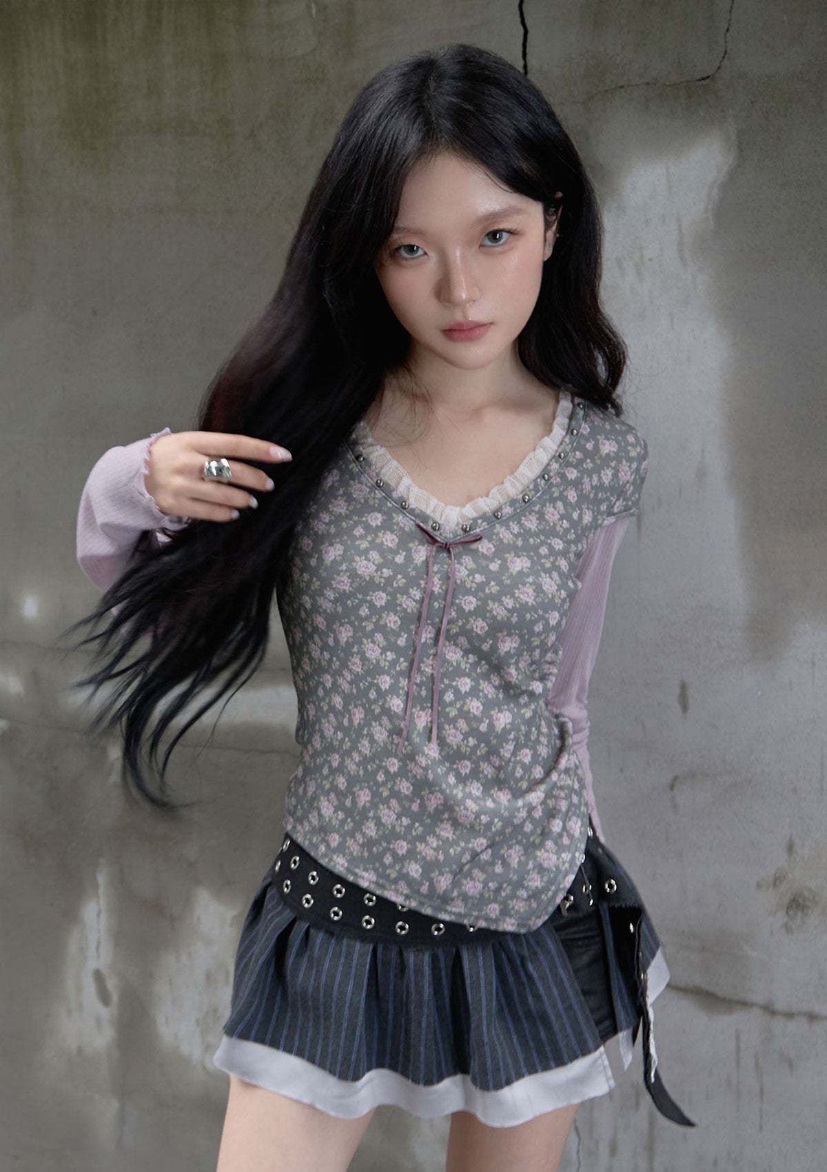 cherryquiri-fw-26-dusty-rose-layered-tee-vintage-charcoal-vintage-charcoal-s