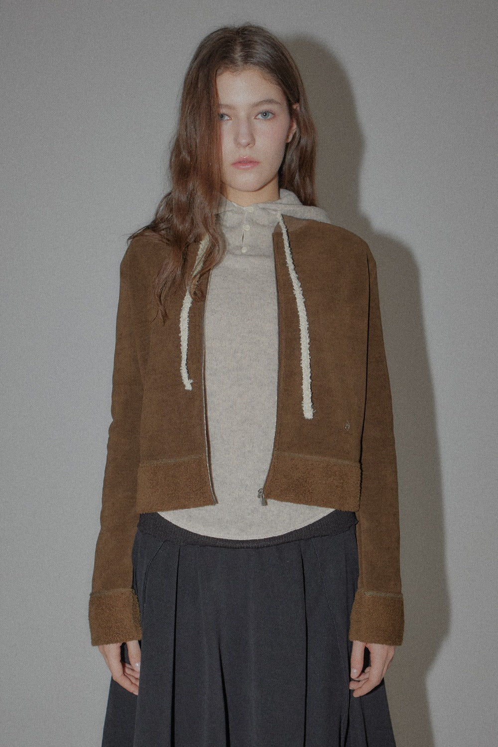 dearstalker-fw-24-mercury-suede-zipup-crop-jacket-khaki