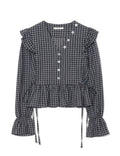 ugly-shadow-fw-25-button-check-frill-blouse-charcoal-charcoal-s