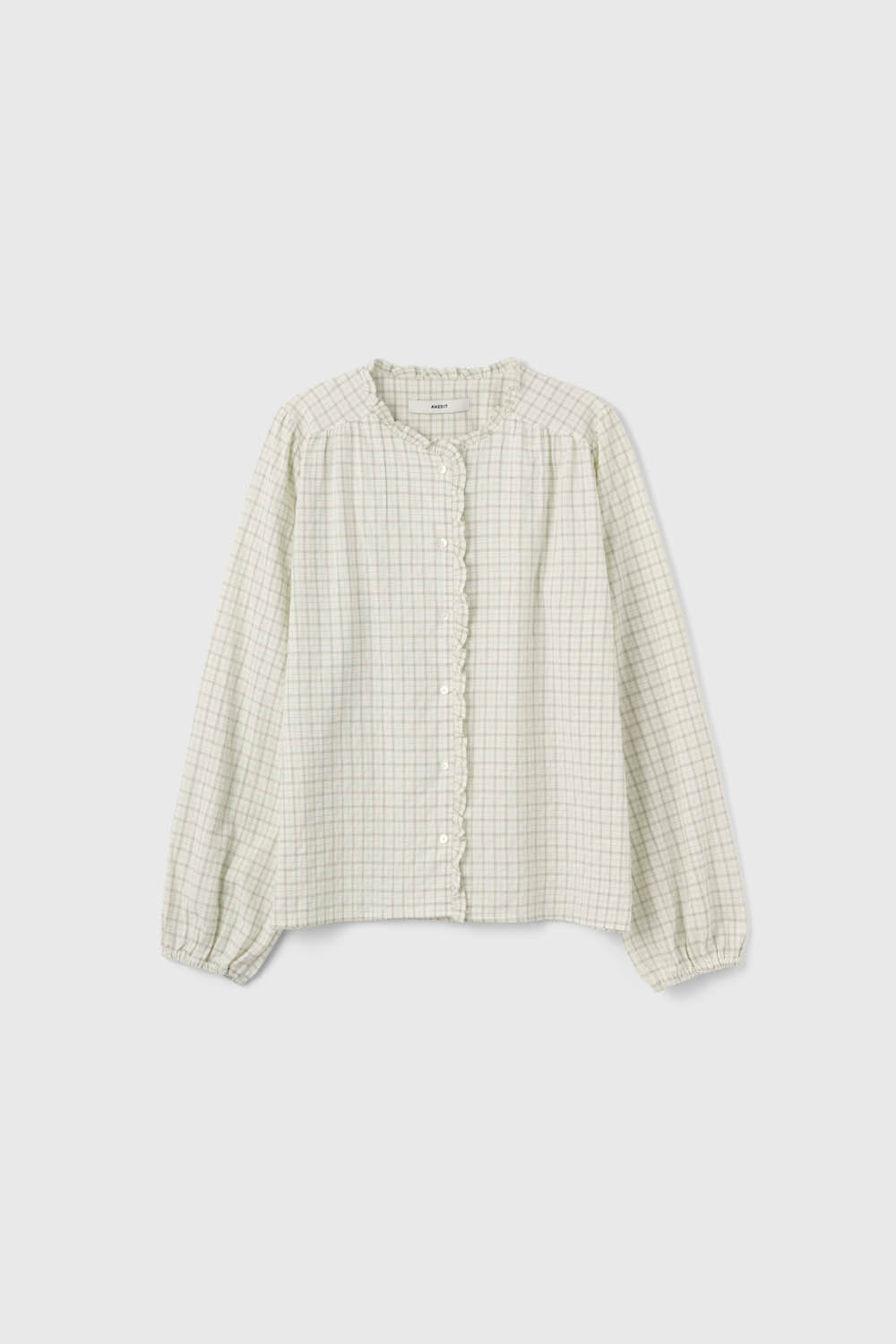 anedit-fw-26-i-check-frill-neck-balloon-blouse-ecru-check-s