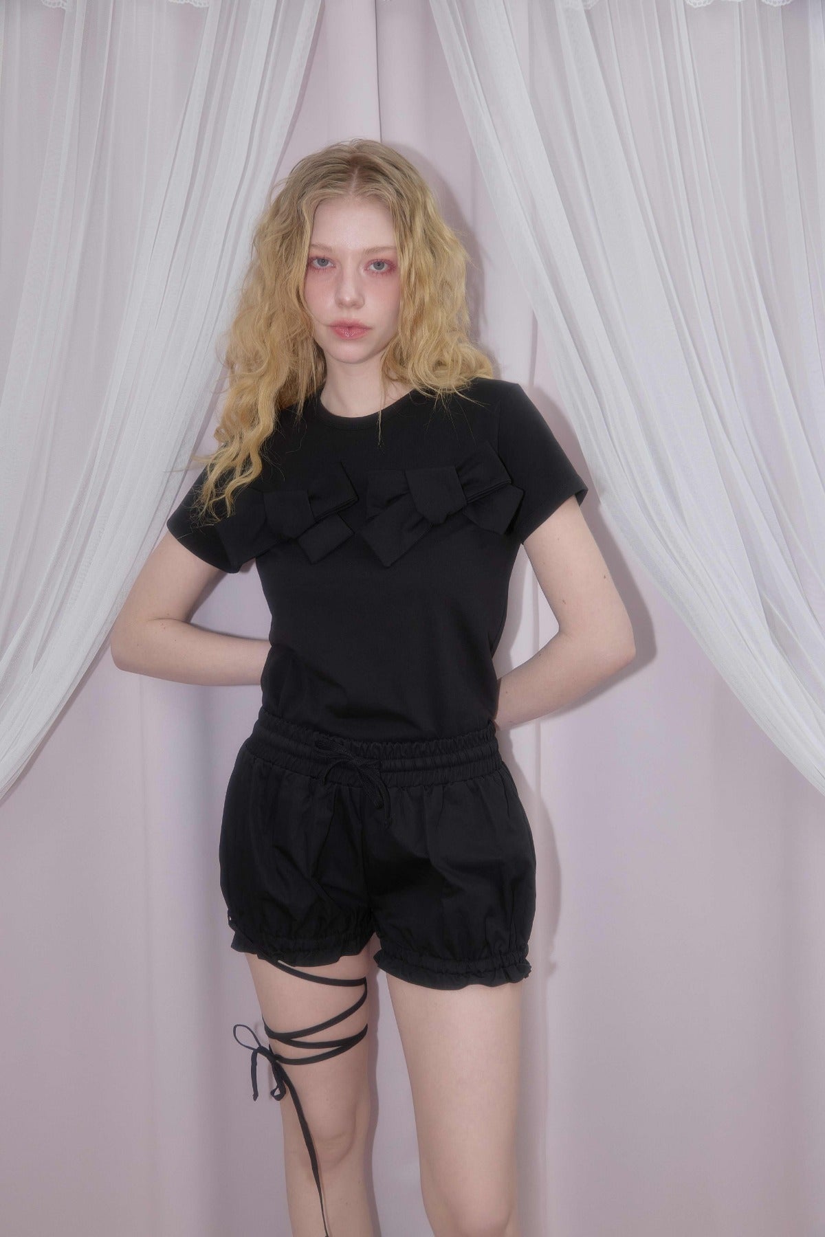 schnee-fw-25-schnee-double-bow-t-shirts-black-black-s