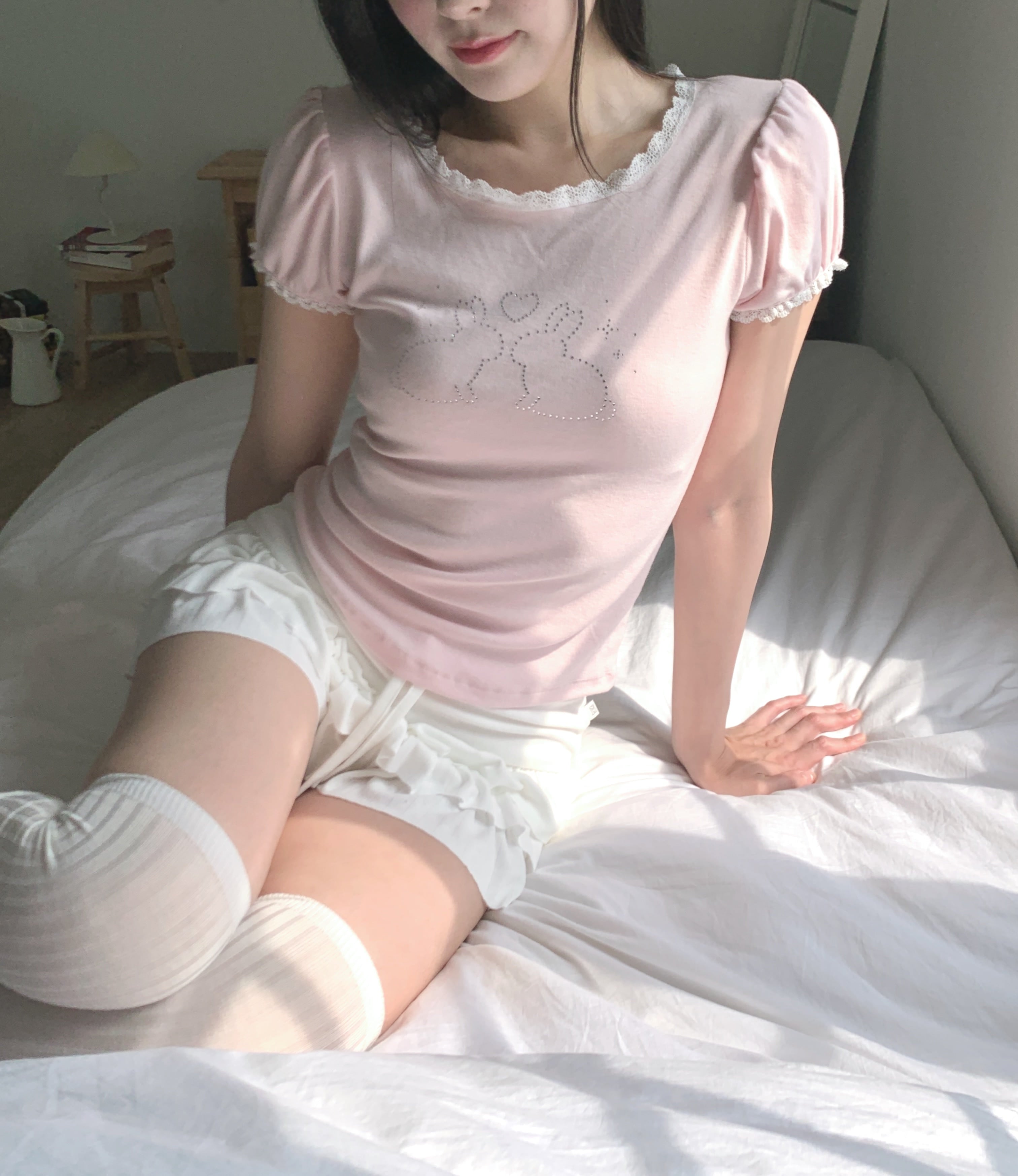 DAYNEE Bunny lace top pink