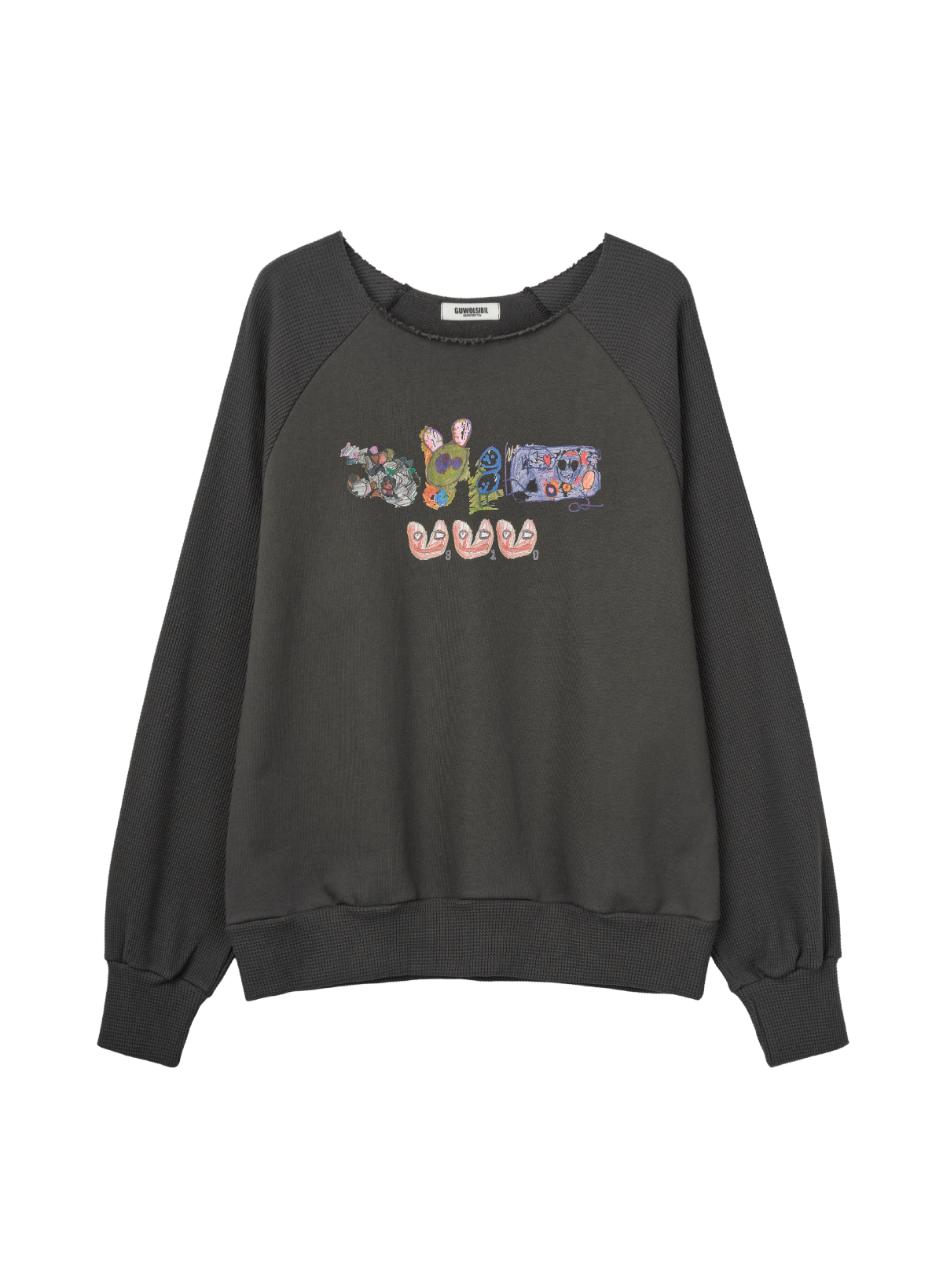 guwolsibil-fw-26-child-waffle-sweatshirt-charcoal-charcoal-s