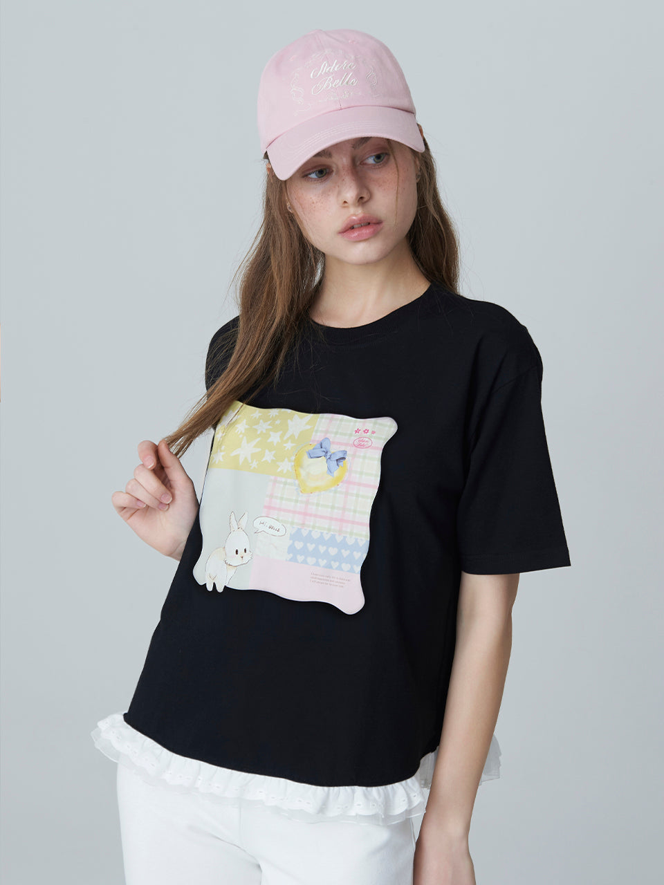 adorebelle-ss-25-picnic-rabbit-lace-tshirt-black