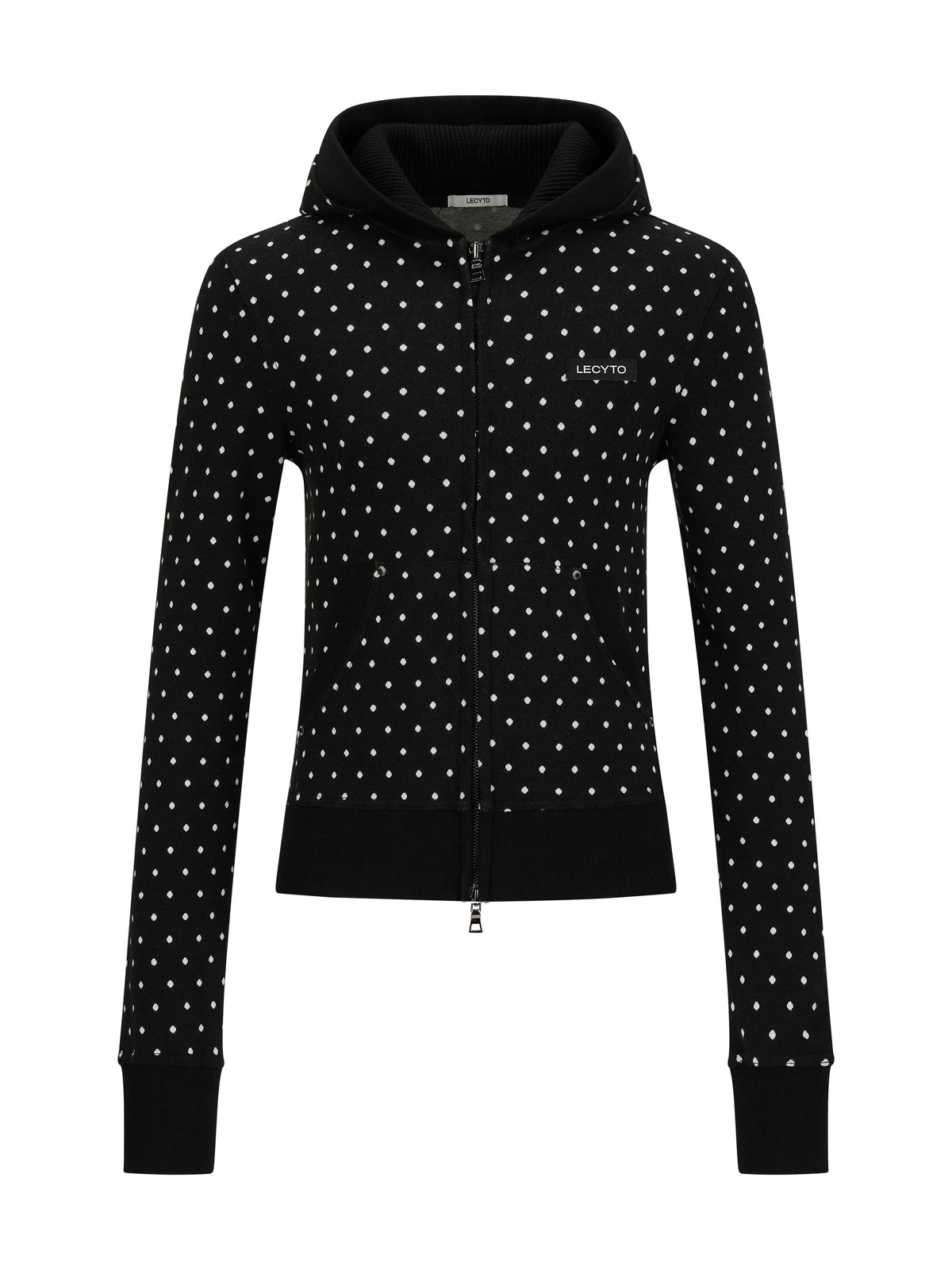 lecyto-fw-26-polka-dot-hoodie-zip-up-black-black-s