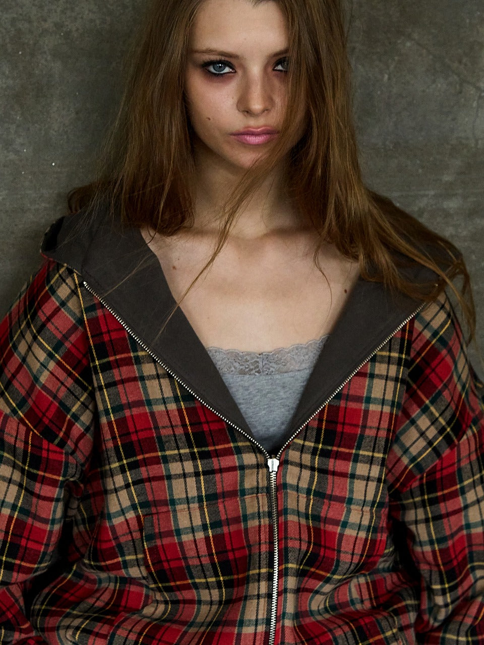 expired-girl-ss-25-check-hoodie-zip-up-cinnamon-cinnamon-s