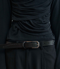 [SIS A] WAVE COMBINE COW LEATHER BELT / BLACK