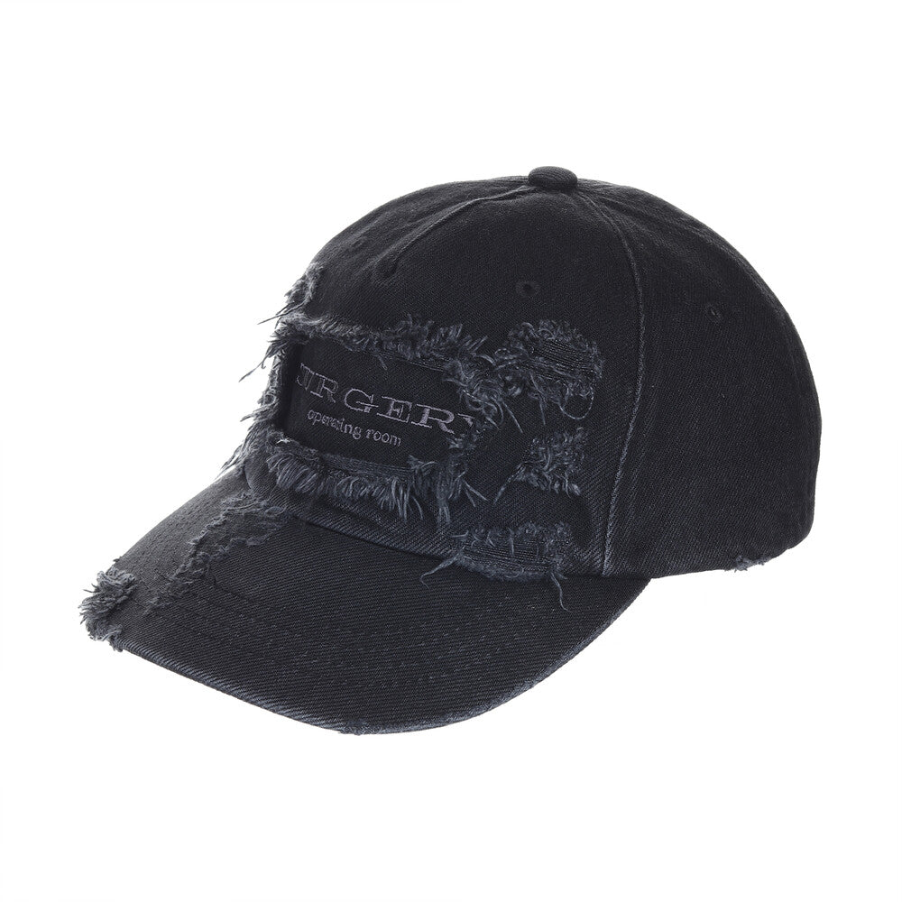 surgery-fw-24-surgery-destroyed-denim-cap-black-denim