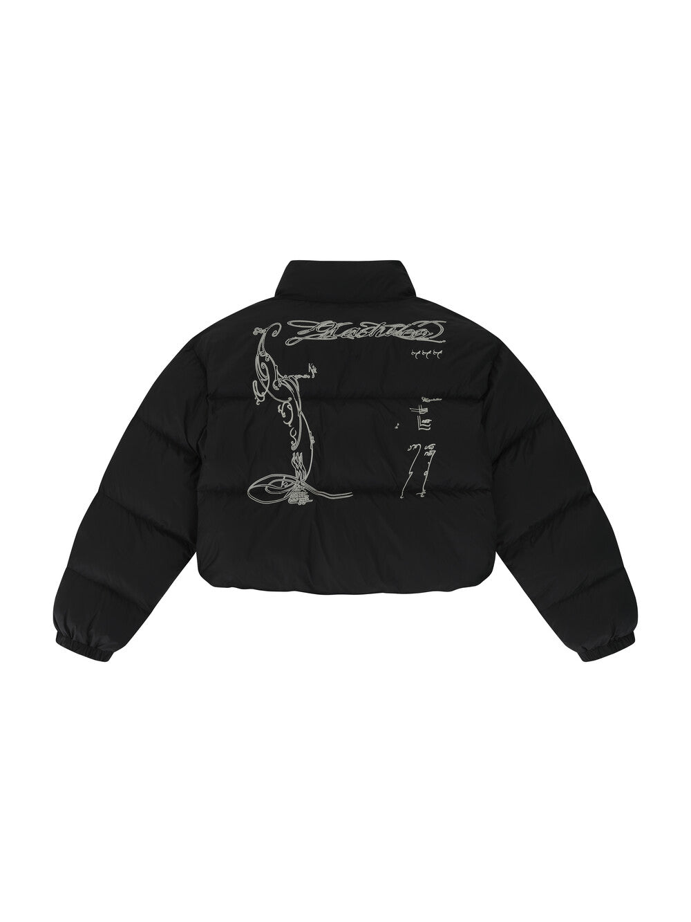 [KASHIKO] Embroidered Crop Padding Black