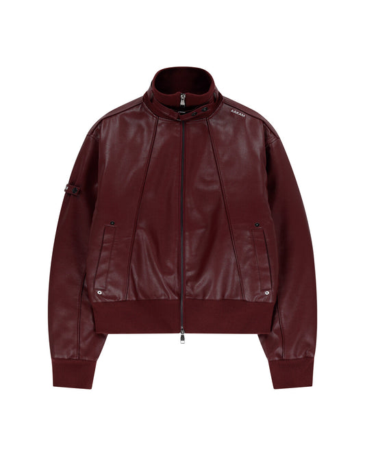 aakam-fw-24-highneck-piping-leather-blouson-(wine)