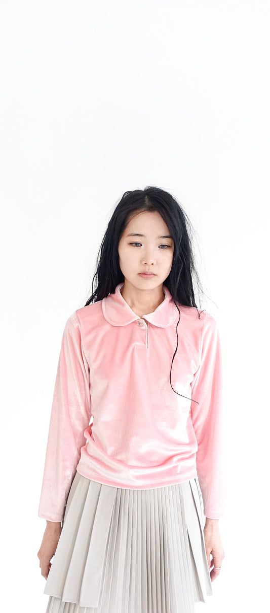 faerie-fw-24-(fa.er.ie)-velvet-round-collar-blouse-(pink)