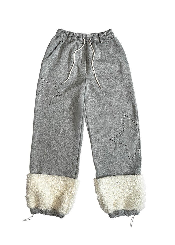 [NOFFICIALNOFFICE] STUDDED UGG STRING PANTS MELANGE GRAY