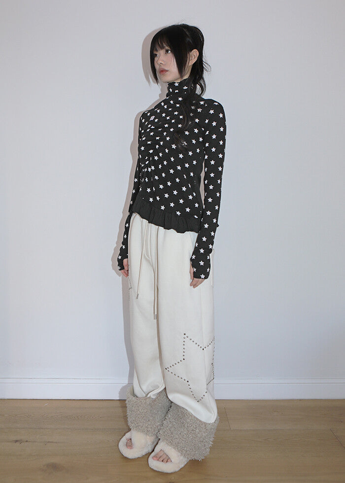 [NOFFICIALNOFFICE] STUDDED UGG STRING PANTS VANILLA