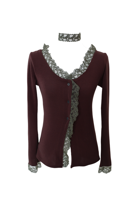 miae-fw-24-lace-choker-cardigan-set-(brown)