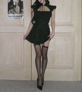 [ANGELNUMBER555] chiffon sheer dress (Black)