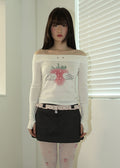 [NOFFICIALNOFFICE] STRAWBERRY ANGEL OFF SHOULDER TOP IVORY (Made-to-Order)