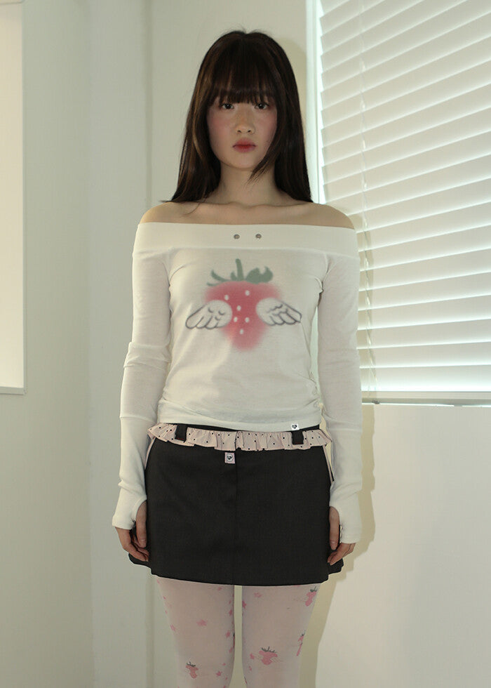 [NOFFICIALNOFFICE] STRAWBERRY ANGEL OFF SHOULDER TOP IVORY (Made-to-Order)