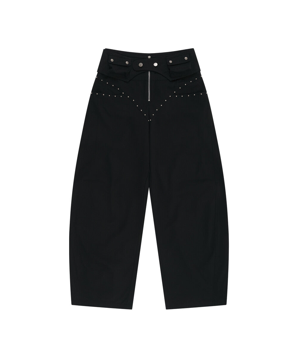 kashiko-ss-25-belt-rivet-oval-pants-black