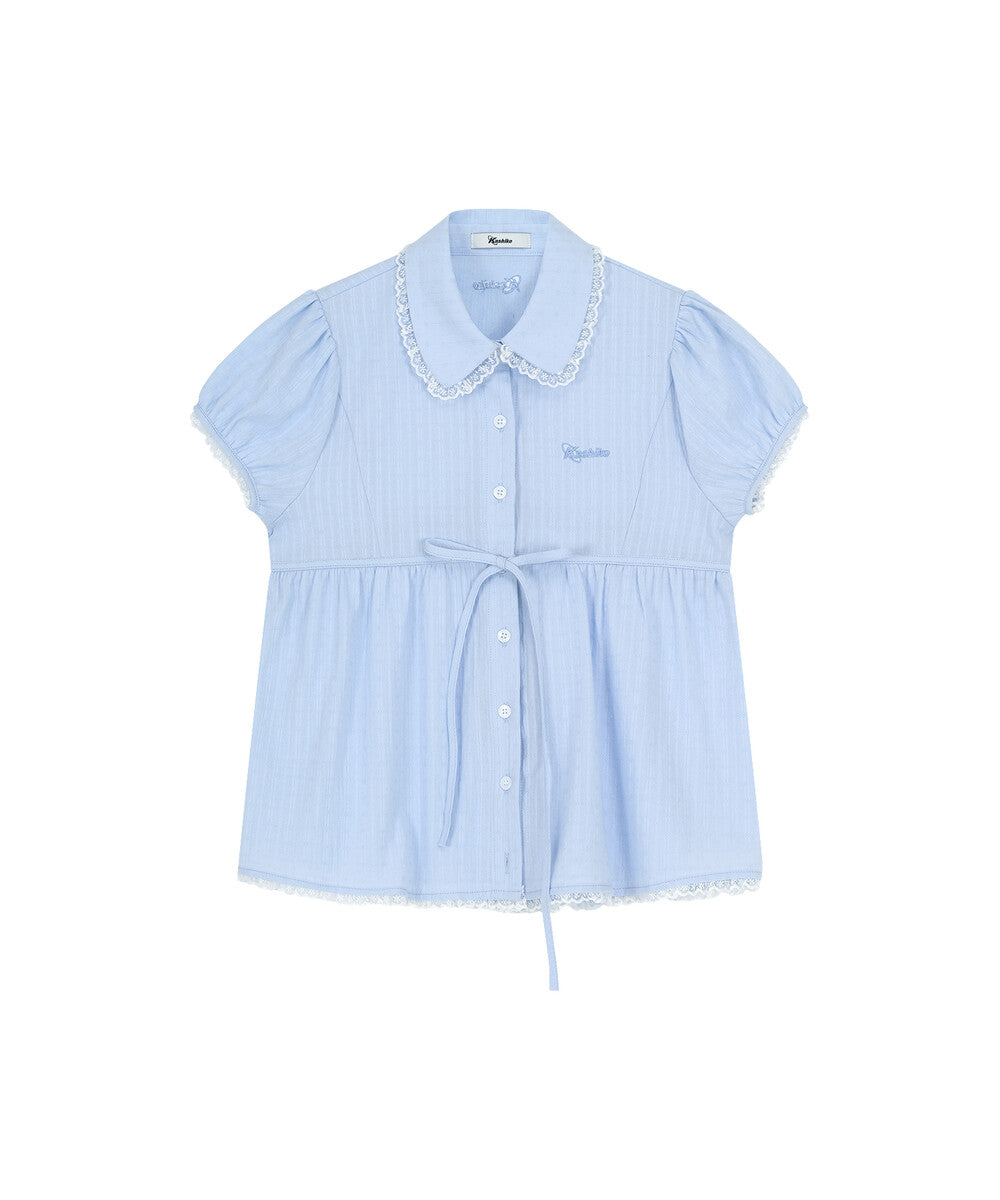 kashiko-ss-25-puff-sleeve-lace-shirt-blue