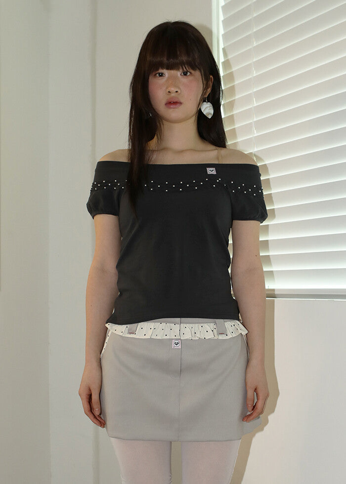 nofficialnoffice-ss-25-pearl-ruched-dual-top-charcoal