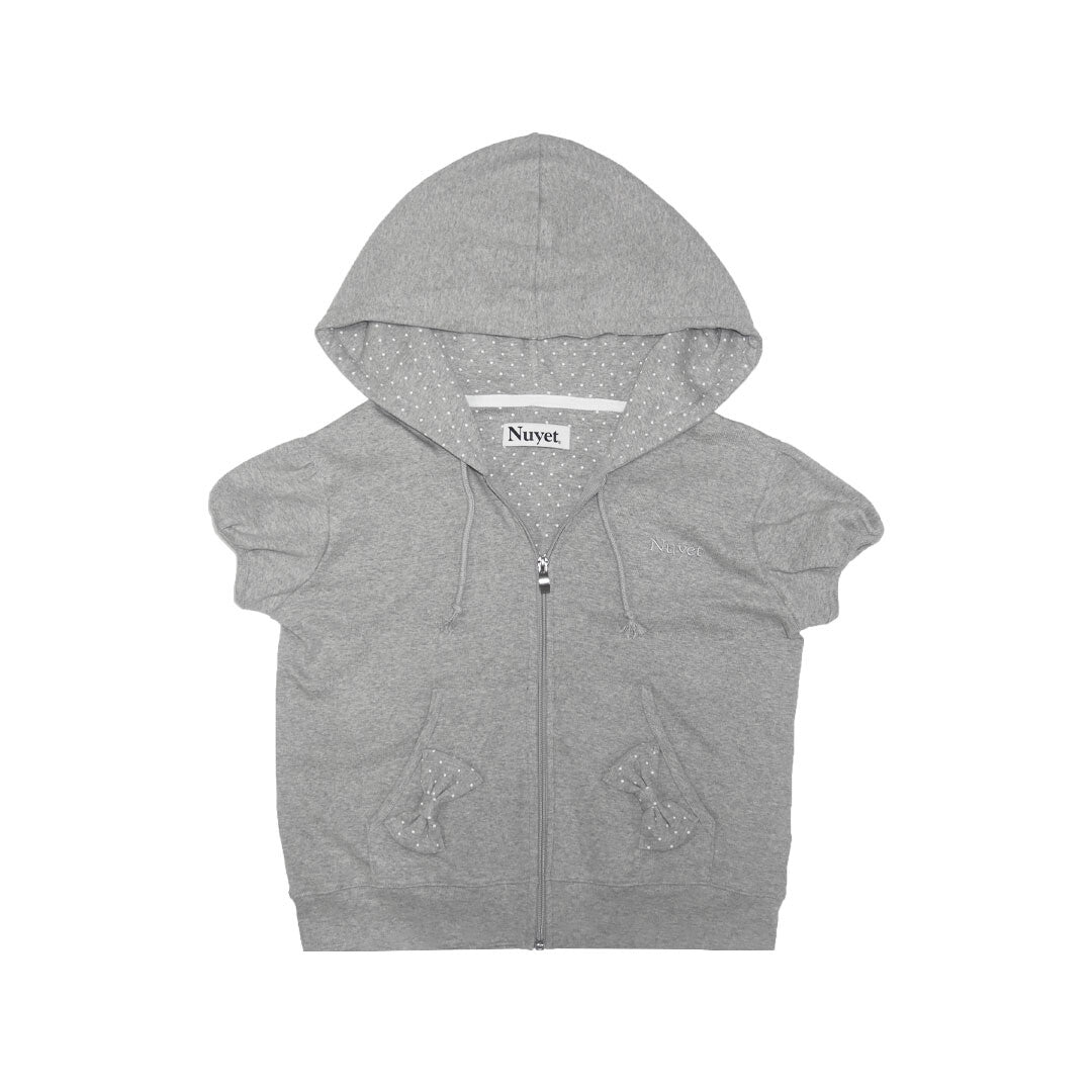 [NUYET] Puffed sleeve dot hoodie _ Grey