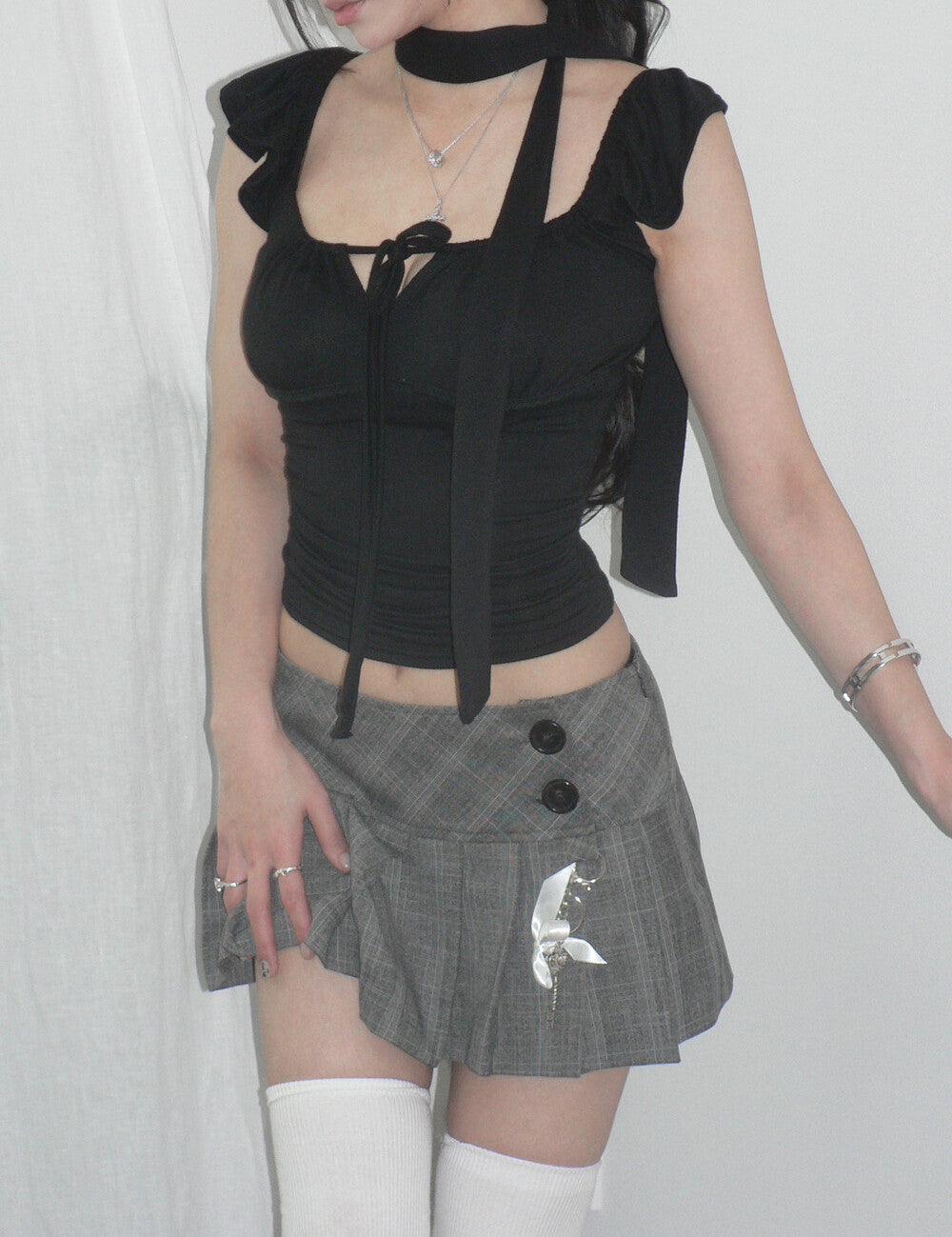 angelnumber555-ss-25-lace-tie-top-black-(scarf-set)