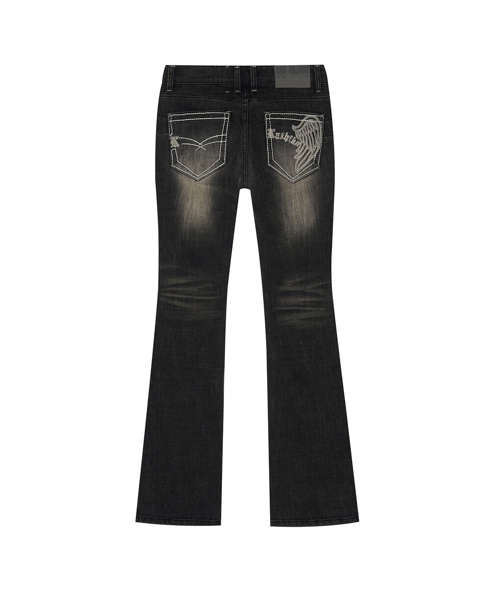 kashiko-ss-25-lowrise-boots-cut-denim-pants-black