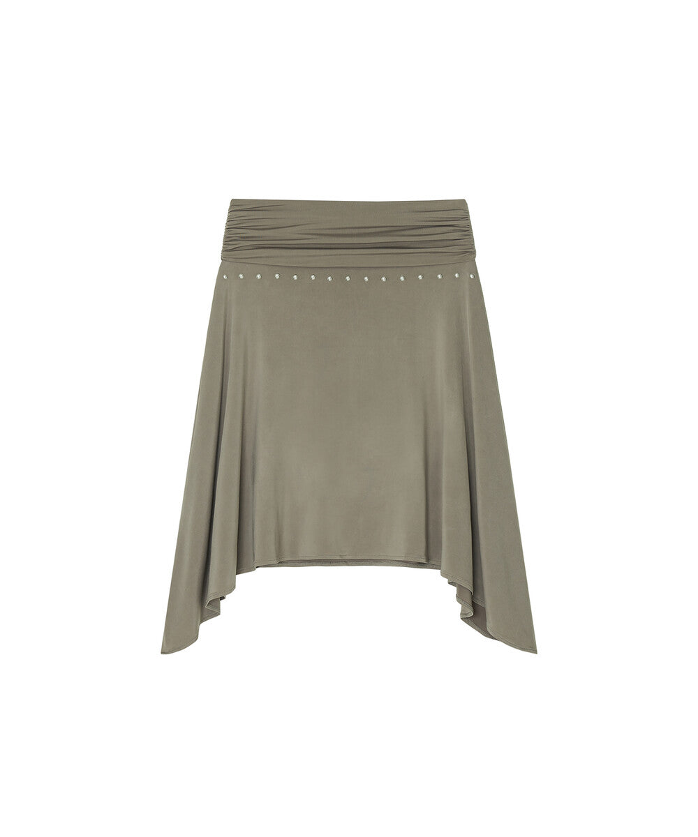 kashiko-ss-25-stud-drape-flare-skirt-warm-gray