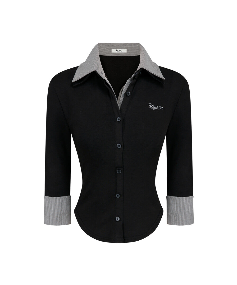 kashiko-fw-25-double-collar-slim-shirts-black-black-s