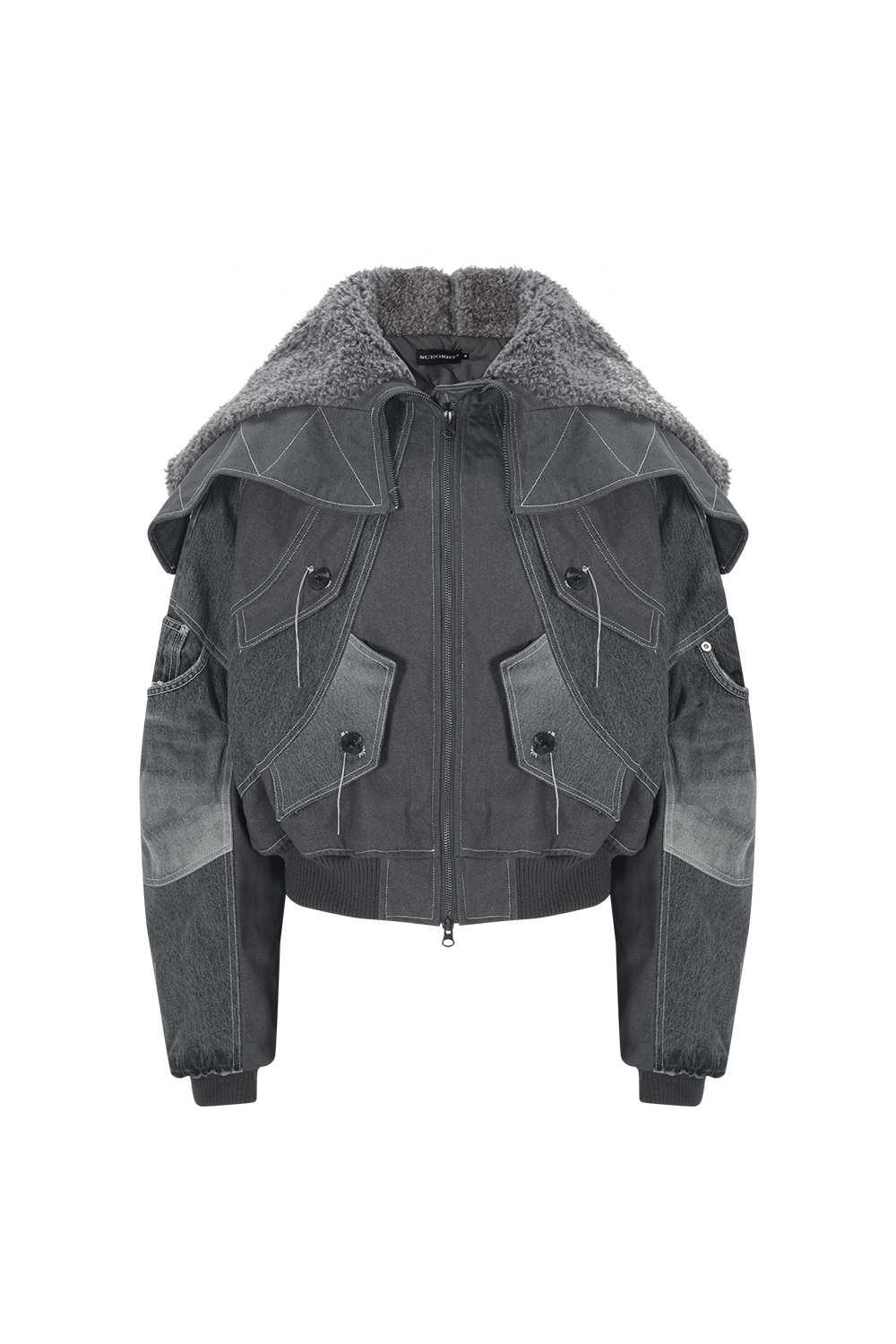 surgery-ss-26-exo-shell-hood-denim-jacket-grey-gray-s