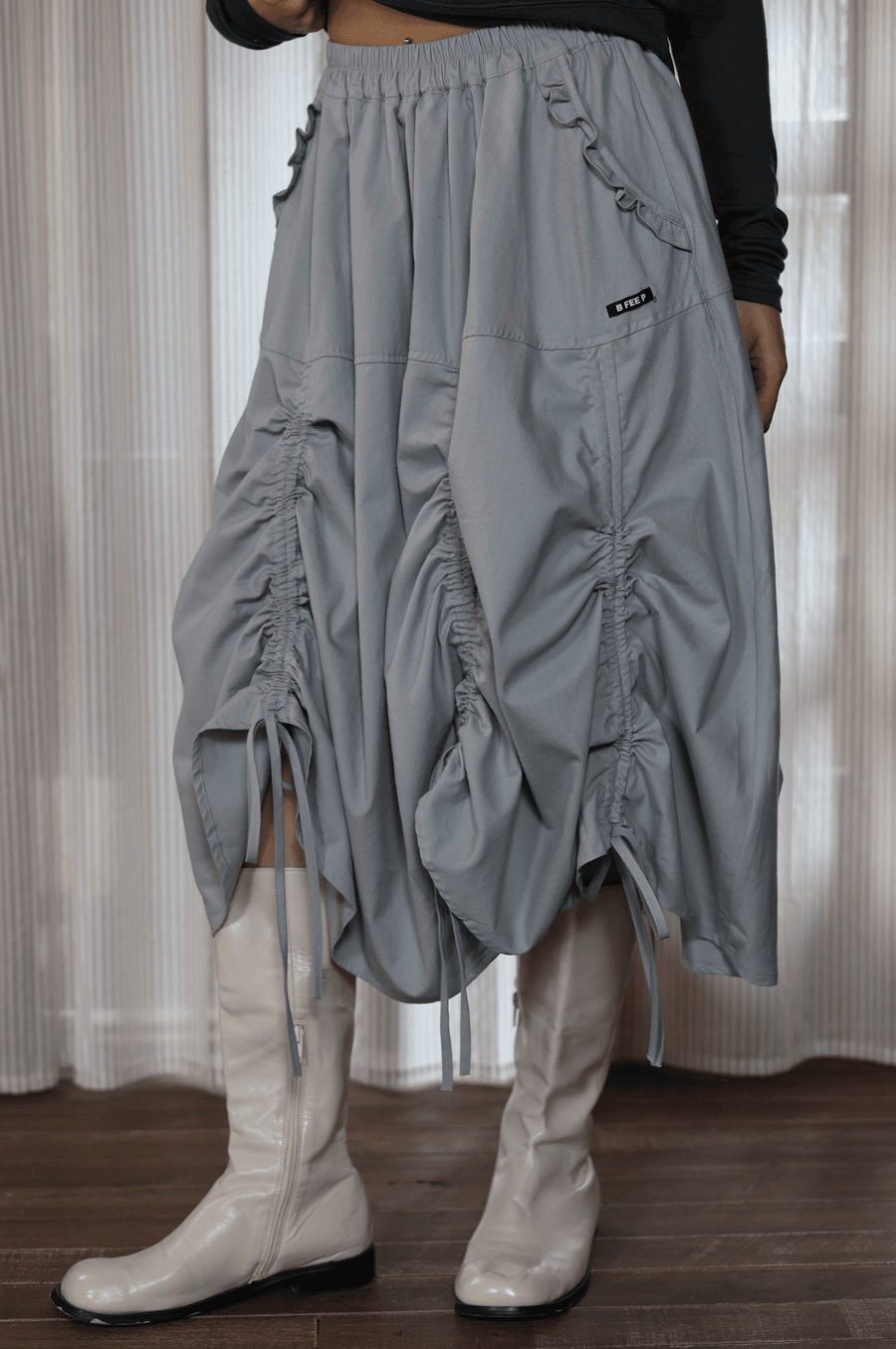 bfeep-fw-25-drawn-ruffle-skirt-grey-grey-s