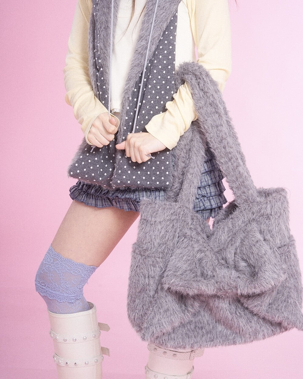 pincunomaru-fw-25-fluffy-ribbon-bag-gray-gray-s
