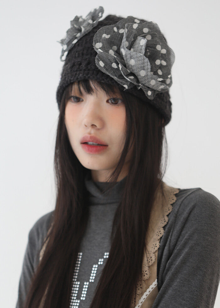 nofficialnoffice-fw-25-dot-corsage-knit-beanie-charcoal-charcoal-s