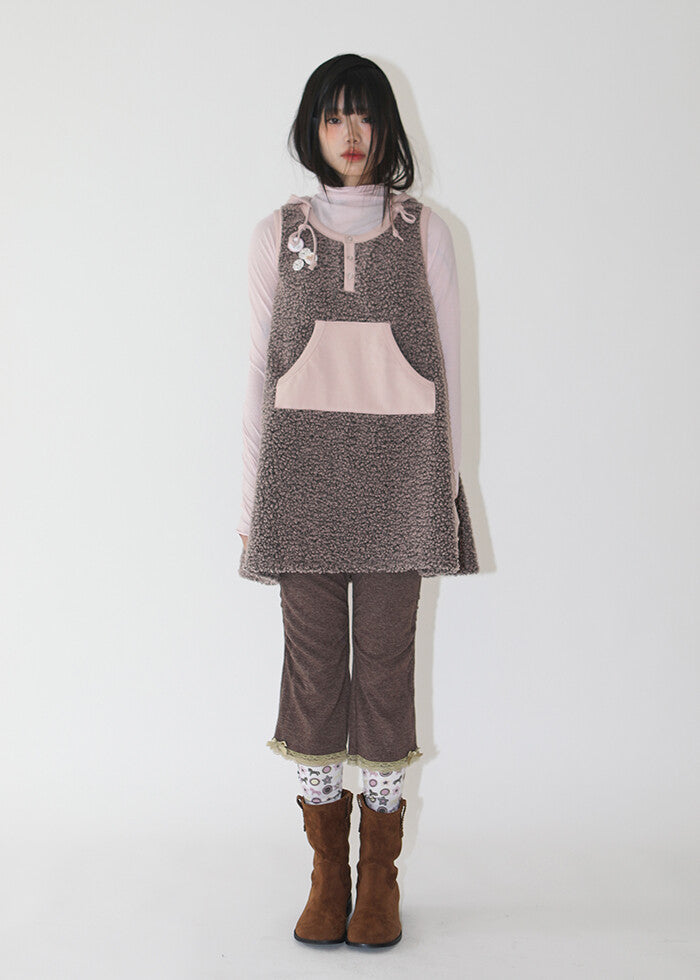nofficialnoffice-fw-25-teddy-fleece-hood-dress-pink-pink-s