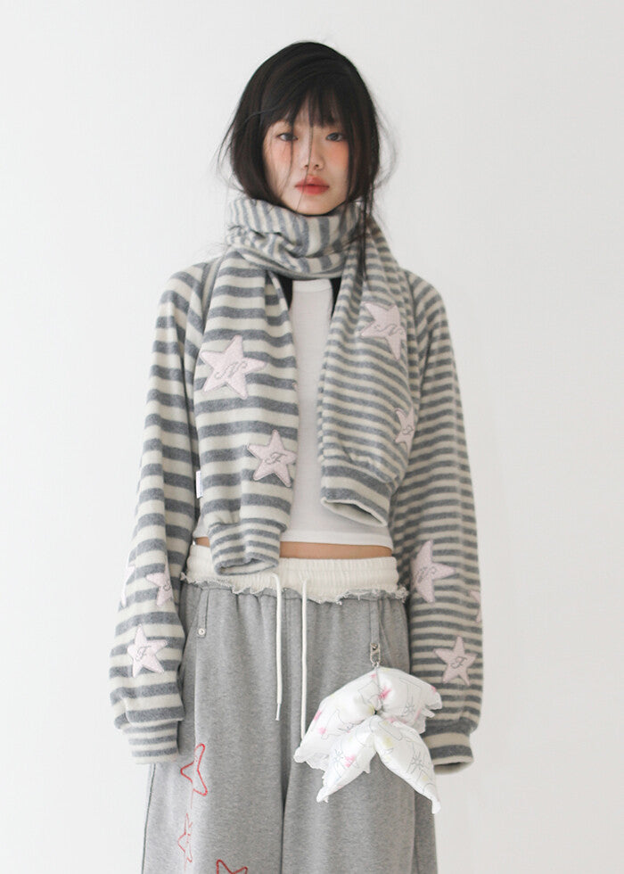nofficialnoffice-fw-25-soft-star-stripe-bolero-muffler-gray-gray-s