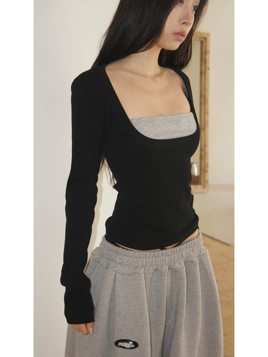 [SATOMIRADIO] Layered ribbed top(b) – SellerWork
