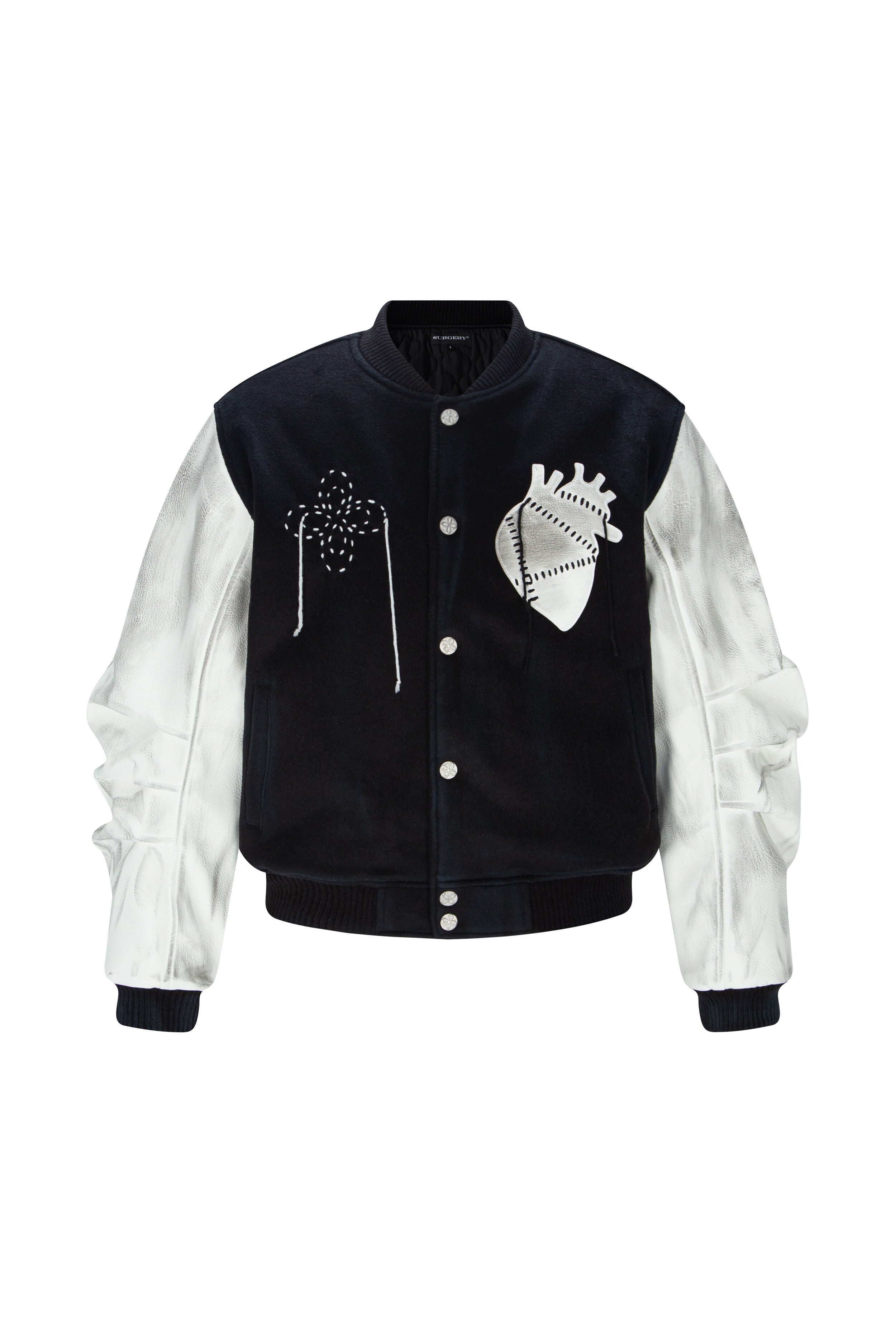 surgery-ss-26-clover-pulse-varsity-jacket-dirty-black-s