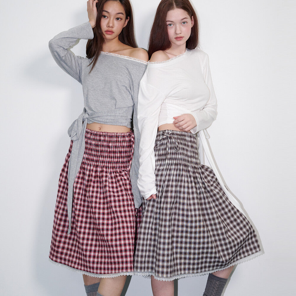 opening-sunshine-ss-26-checked-smoke-lace-pleated-skirt-brown-brown-s