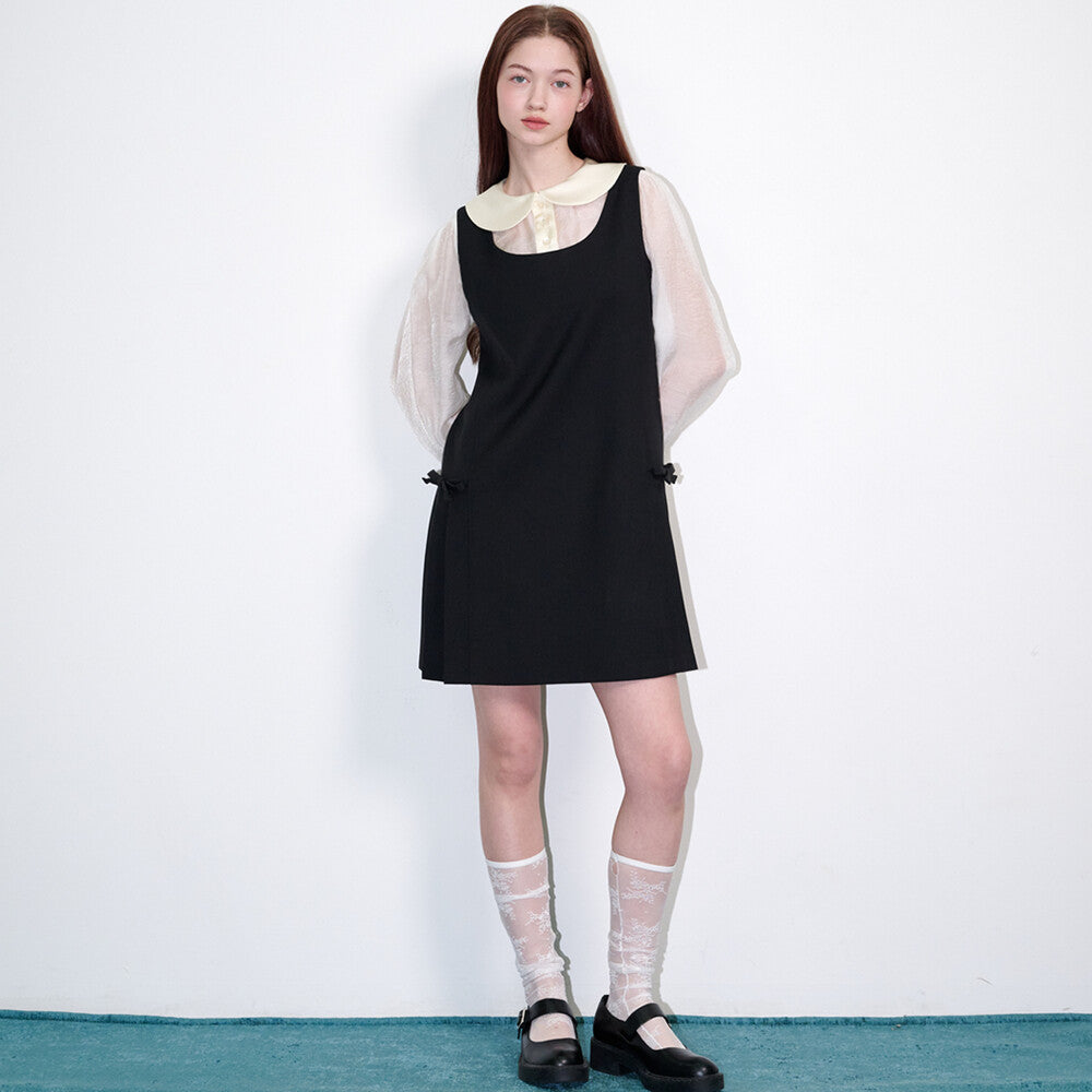 opening-sunshine-ss-26-ribbon-bustier-pleated-mini-dress-black-black-s