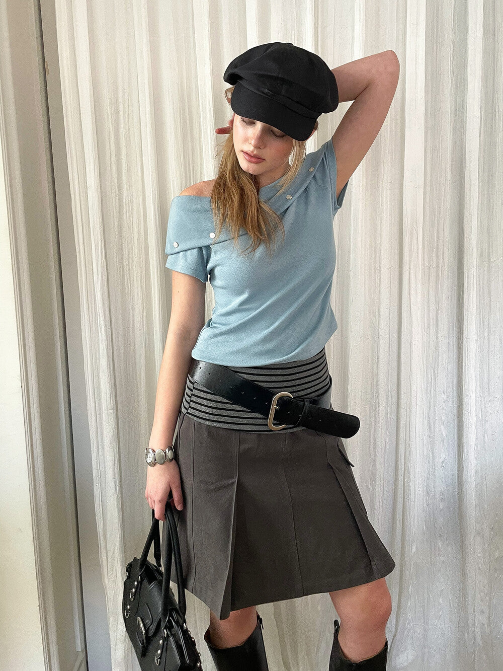 dimanche-ss-26-pocket-midi-skirt-charcoal-charcoal-s