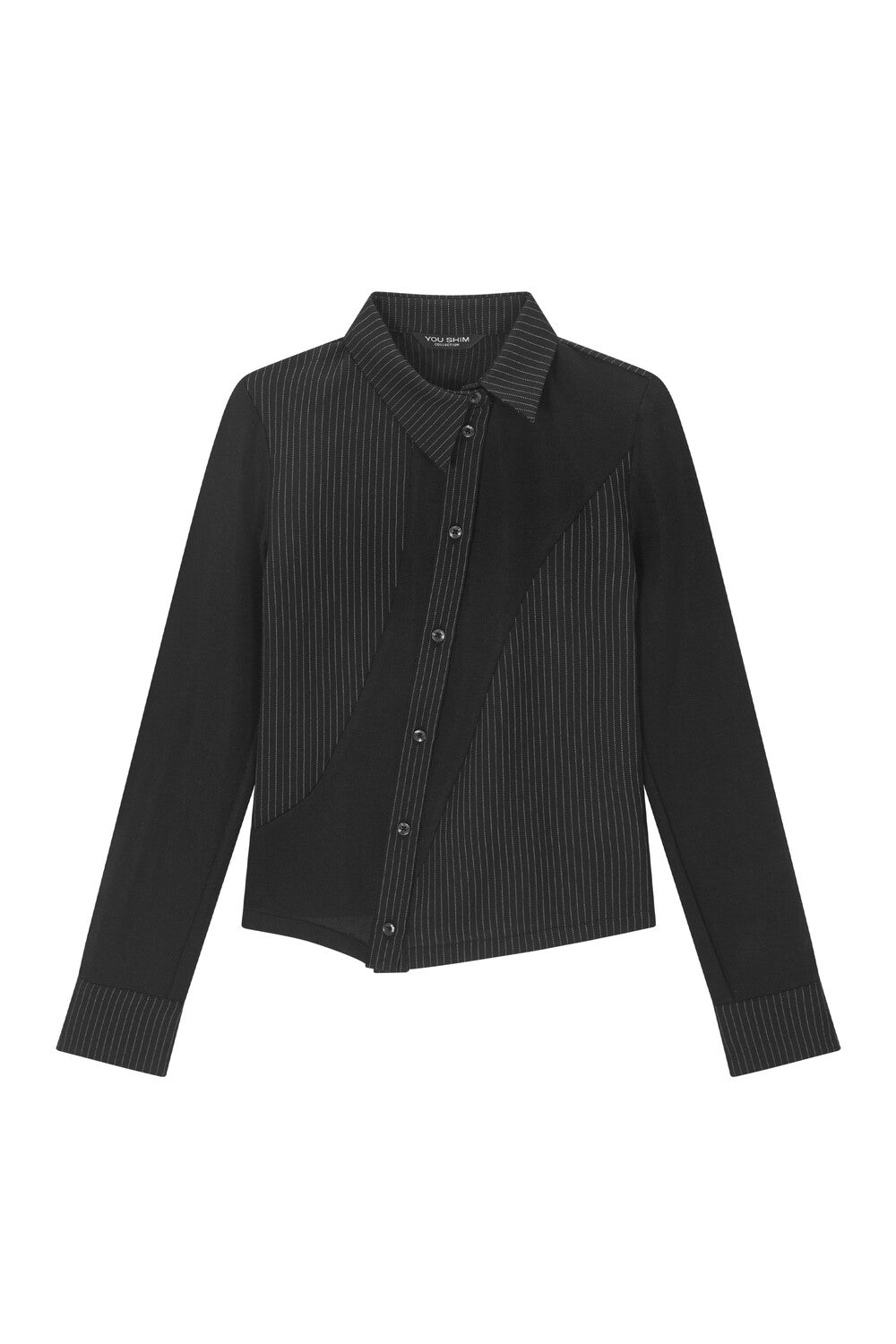 youshim-ss-26-oblique-stripe-mix-shirt-black-s