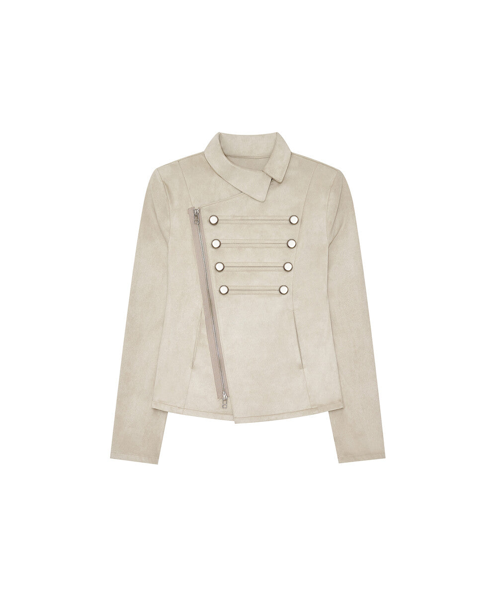 KASHIKO] Asymmetric Zip Napoleon Jacket Light Gray – SellerWork