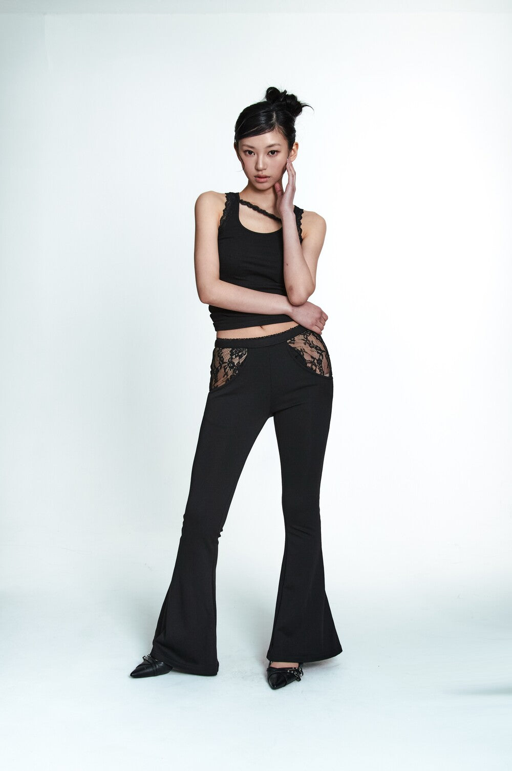 mlk-ss-26-lace-pocket-bootscut-pants-black-s