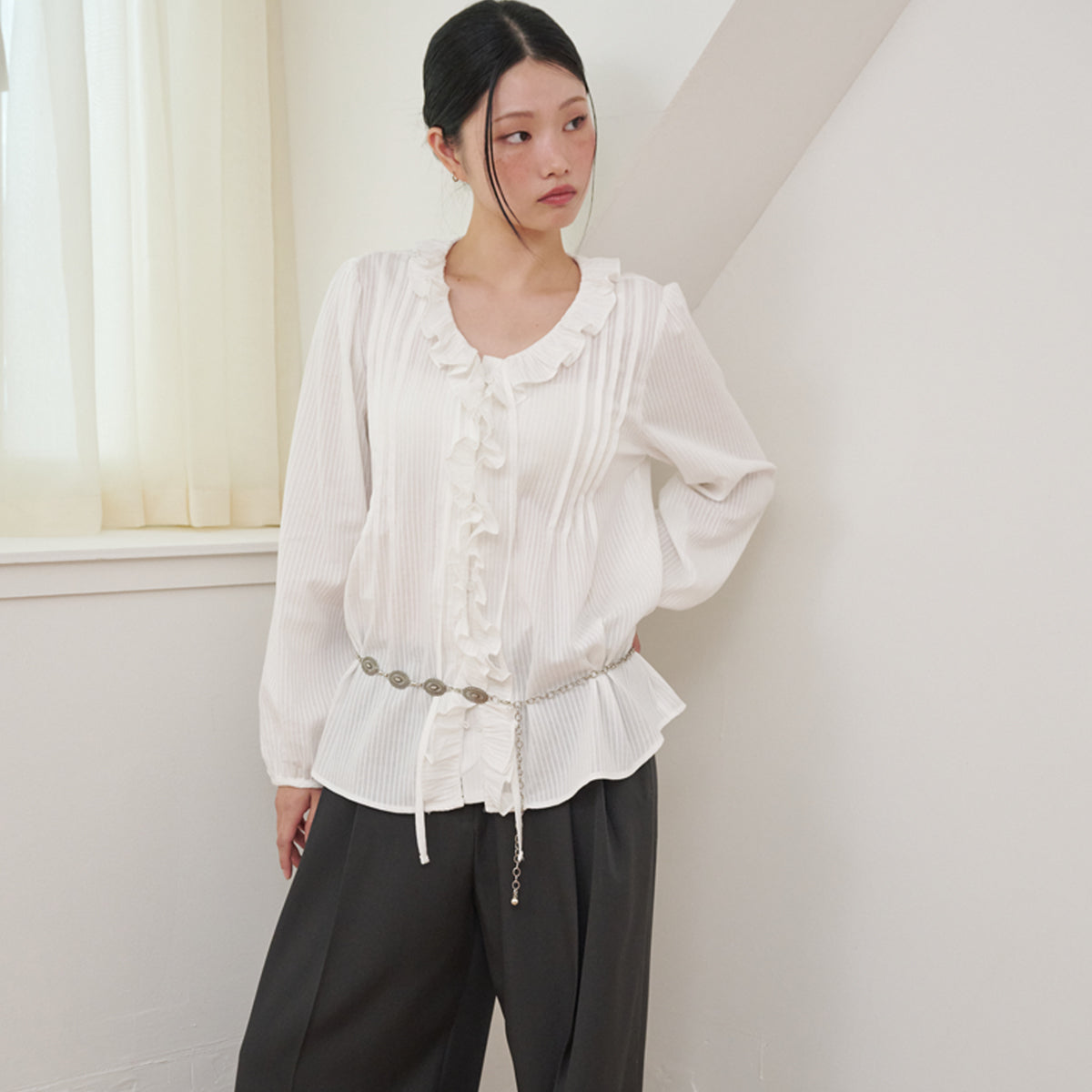 opening-sunshine-fw-26-ruffled-stripe-pin-tuck-cotton-blouse-ivory-ivory-s