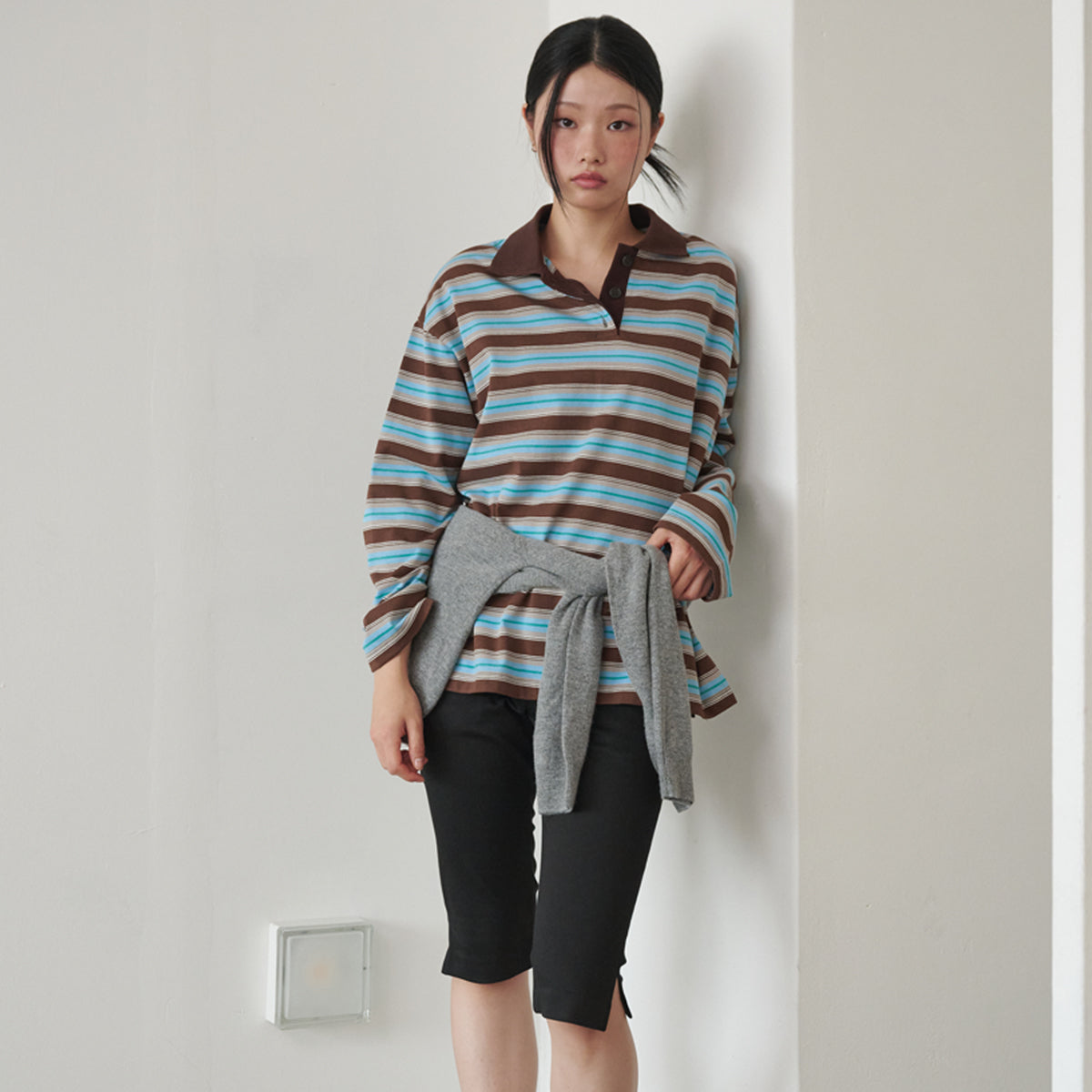 opening-sunshine-fw-26-button-detail-striped-rugby-long-sleeve-t-shirt-brown-brown-s