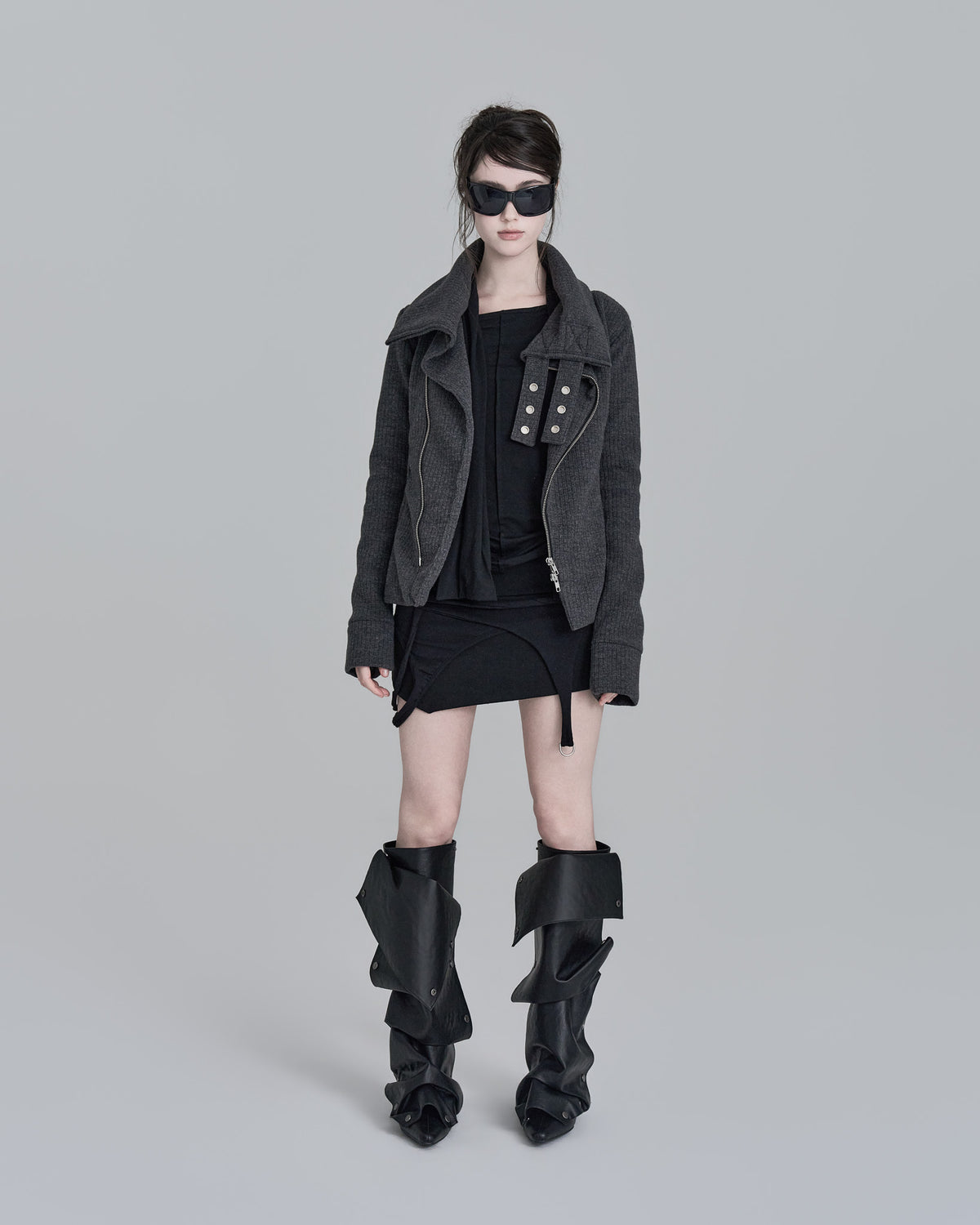 elfelfelf-archives-fw-26-high-neck-snap-knit-jacket-charcoal-charcoal-s
