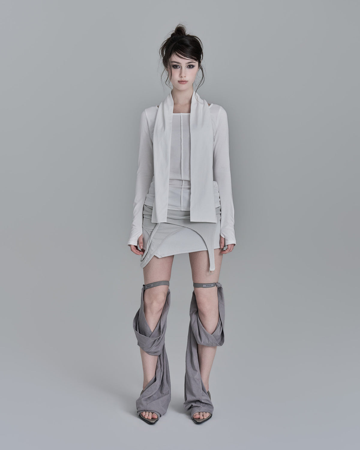 elfelfelf-archives-fw-26-garter-layered-drape-skirt-dust-grey-dust-gray-s